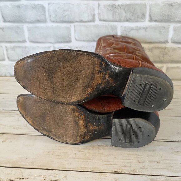 Vintage Tony Lama Iguana Lizard Boots Western Cowboy Mens 7 D Brown Distressed - Picture 5 of 11